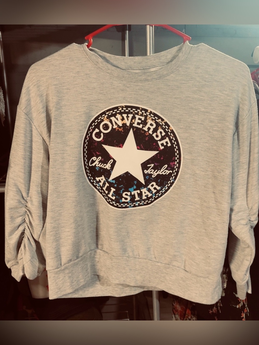 Converse Light Gray Pullover Sweatshirt with Black Logo